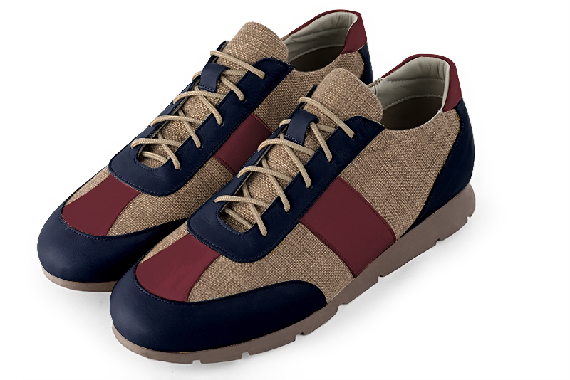 Baskets homme habill es bleu marine marron caramel et rouge bordeaux. Semelle fine